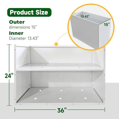 Metal Rectangular Planter 36" L x 15" W x 24" H Tall Heavy Metal Planter - color: White, size: 36*15*24