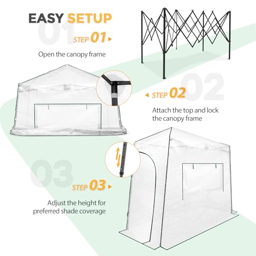 EAGLE PEAK 9x4 Easy Setup Pop Up Greenhouse, Lean-to Design, Clear/White - color: Clear/White, size: 9x4