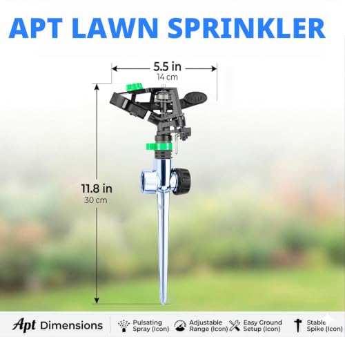 APT Sprinklers for Yard Lawn & Garden| 80 to 5800 Sq Ft Adjustable (2-Pack)
