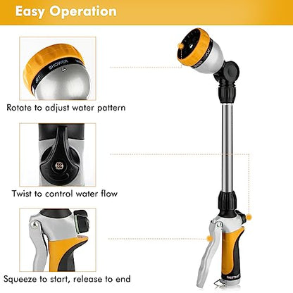 RESTMO Heavy Duty Metal Hose Wand, Watering Wand for Garden Hose - color: Yellow