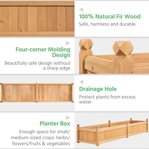 Yaheetech 90.5" Wooden Raised Garden Bed Rectangular Planter Box, 1Pcs - size: 90.5'' x 23'' x 16'' (LxWxH)