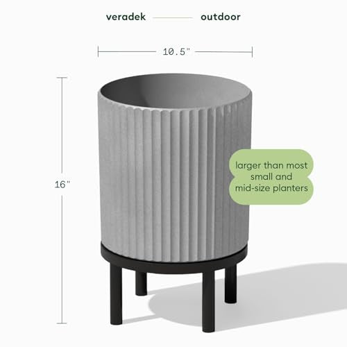Veradek Demi Series Raised Planter - Round Planter with Stand - color: Gray/Black, size: 12 inch - 2 Pack
