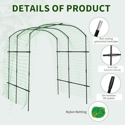 DoCred 87''H x 75''L Garden Arch Trellis, Metal Trellis for Climbing Plants - size: 75'' L x 71'' W x 87'' H/Black