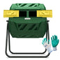 Compost Tumbler Bin Composter Dual Chamber 43 Gallon (Bundled with Pearson's Gardening Gloves) - color: Green
