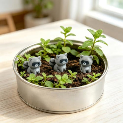 20PCS Tiny Resin Raccoon Figurines for Fairy Garden Terrarium Decor