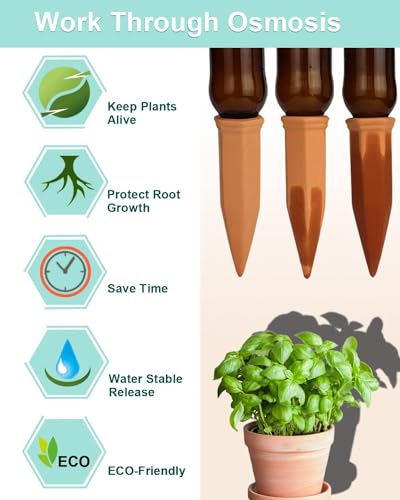 vensovo 10pcs Terracotta Watering Spikes - color: Orange-10pcs, size: 7in
