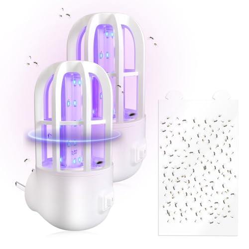 Indoor Fruit Fly Trap with 365–395nm UV Light – 360° Attracting Sticky Insect Catcher for Fruit Flies, Mosquitoes, Gnats, Moths & Houseflies (Refills Included) - color: White