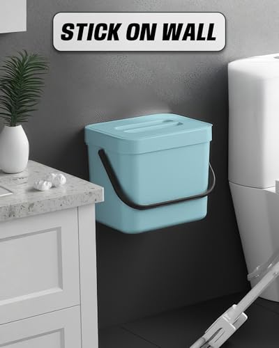 1.8 Gal Hanging Trash Can with Lid, Kitchen Garbage Bin 7L/Blue - color: BLUE, size: 7 L / 1.8 Gal - Lid