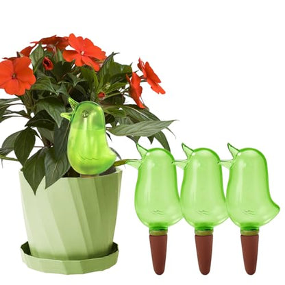 4 Pack Self Watering Spikes for Indoor Plants, Plant Watering Devices with Bird Shape, Automatic Irrigation Spikes for Potted Plants, Vacation Plant Waterer System (Green) - color: Green