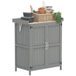 Outsunny Outdoor Storage Cabinet with Metal Tabletop Shelf Gray