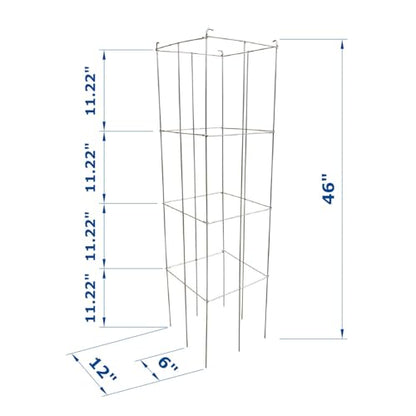 46" Height 12" Width 5PCS Galvanized Square Folding Tomato Cage,Plant Support Stake Tower - size: 12*46inch Sq-Galvanized-5Pack