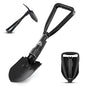 KIBOCO Small Folding Survival Shovel, Military-Style Tool for Car, Snow, Camping, Backpacking - 18" Carbon Steel Multitool with Pick