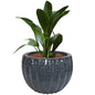 Sunnydaze 13.5-Inch Fluted Ceramic Plant Pot - Black Mist Glaze
