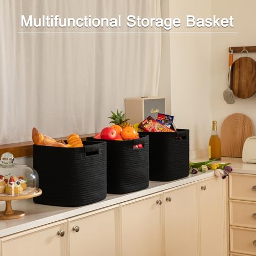 OIAHOMY Storage Cubes 11 Inch Storage Bins 3-Pack Square Baskets Black - color: Black