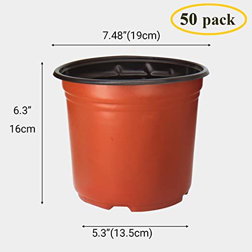 50 Pack 1 Gallon Plastic Plant Nursery Pots - size: 1 gallon--7.48inch(50pcs)
