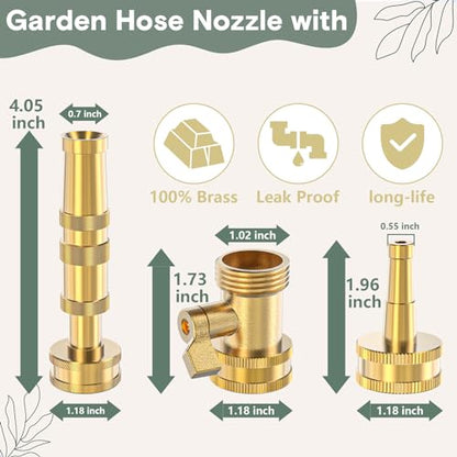 Twinkle Star Brass Twist Hose Nozzle, Hose Shut Off Valve, 3 Pack - color: Nozzle Jet 3 Pack