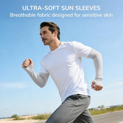 netdraw Unisex Bamboo Viscose Arm Sleeves with Thumb Hole - color: Light Gray, size: Large-X-Large