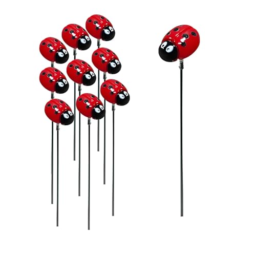 Garden Stakes Decor,10Pcs Garden Stakes Decorative Outdoor Lawn Pathway Patio Plant Pot Art Stick Yard Art Decorations for Pot Lawn Patio Corridor Flower Bed Outdoor Plant (Ladybug) - style: Ladybug