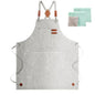 ZOMAO White Chef Aprons for Men Women with Large Pockets,Cotton Canvas Cross Back Apron,Kitchen Cooking Baking Bib Heavy Duty Adjustable Work Apron - color: Beige