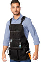 Under NY Sky Tool Apron, Magnetic Bits Holder, Cross-Back,18 Pockets, Black - color: Black