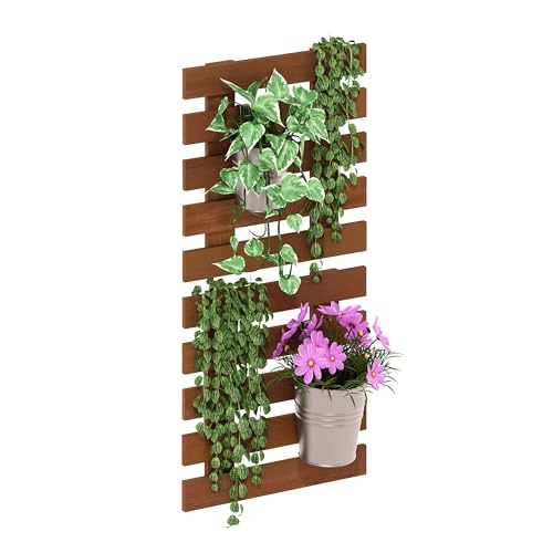 Furinno TIOMAN Outdoor Vertical Wall Planter, Set of 2 Wooden Hanging Planters, for Indoor, Outdoor Plants, Balcony, Patio, Natural - size: Set of 2