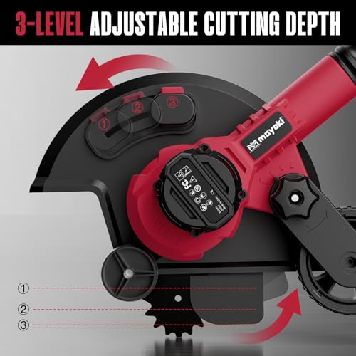 Brushless Lawn Edger Compatible with Milwaukee 18v Battery, Electric Cordless Edger/Trencher (Tool ONLY) 9’’ Blade, 3 Position Adjustable Depth, 180°Handle, Lightweight with Rear Wheel for Landscaping
