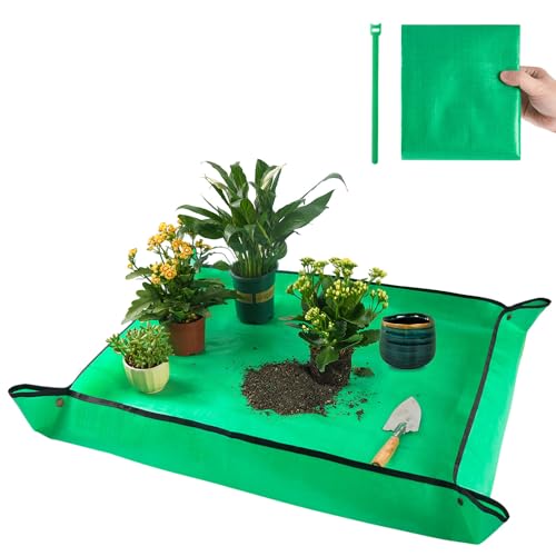 39.5" X 31.5" Large Repotting Mat for Indoor Plants Transplanting and Dirt Control Portable Potting Tray Plant Gifts for Plant Lovers Gardening Gifts for Women & Men - color: 1 Pc Pale Green, size: Large 39.5" X 31.5"