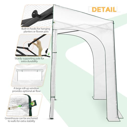 EAGLE PEAK 10x5 Easy Setup Pop Up Greenhouse, Lean-to Design, Clear/White - color: Clear/White, size: 10x5