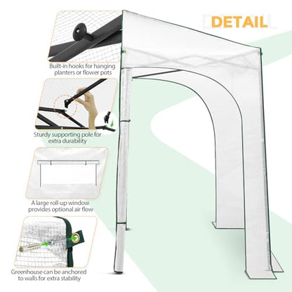 EAGLE PEAK 10x5 Easy Setup Pop Up Greenhouse, Lean-to Design, Clear/White - color: Clear/White, size: 10x5