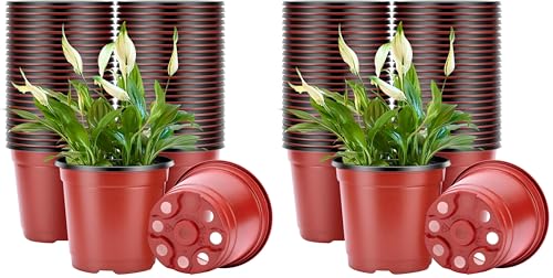 VIVOSUN 100 Pcs 4 Inch Plastic Plant Nursery Pots, Seed Starting Pot, Flower Plant Container for Seedlings, Cuttings, Transplanting (Pack of 2) - size: 4 inch (Pack of 2)