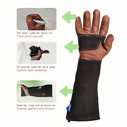 Cow Leather Adjustable Thorn Proof Gardening Gloves - color: Black, size: Large