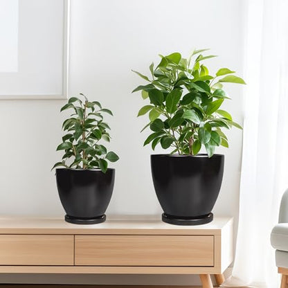 Ceramic Pots for Plants, 10+8+6 Inch Modern Flower Pot, Black - color: Matte Black