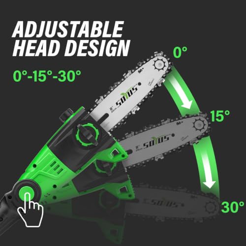 SOYUS 2-in-1 8-Inch Pole Saw and 18-Inch Pole Hedge Trimmer 2.0Ah Battery - color: Forest Green