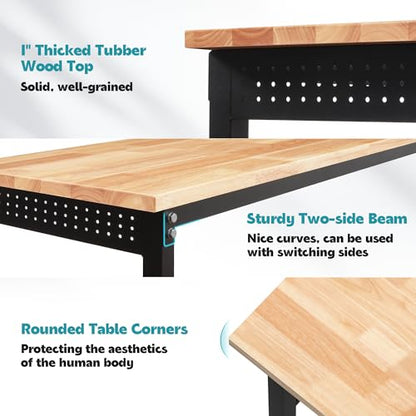 Antifir 70'' Adjustable Workbench, Heavy Duty Workstation - size: 70"x21"|Socket|Pegboard
