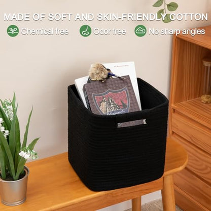 OIAHOMY Storage Cubes 11 Inch Storage Bins 3-Pack Square Baskets Black - color: Black