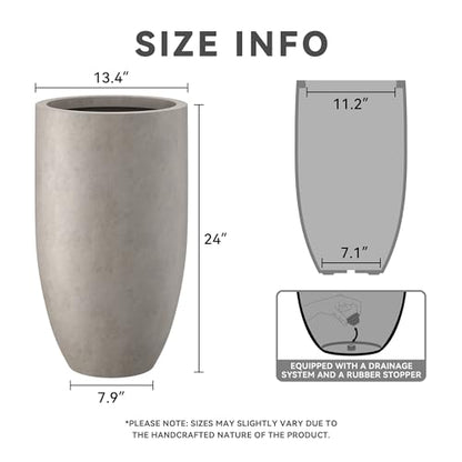 Kante Large Round Tapered Weathered Concrete Planter 24" Tall, Outdoor - color: Weathered Concrete, size: 24" Tall