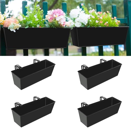 16 Inch Deck Railing Planter Boxes with Adjustable Brackets (4PCS)
