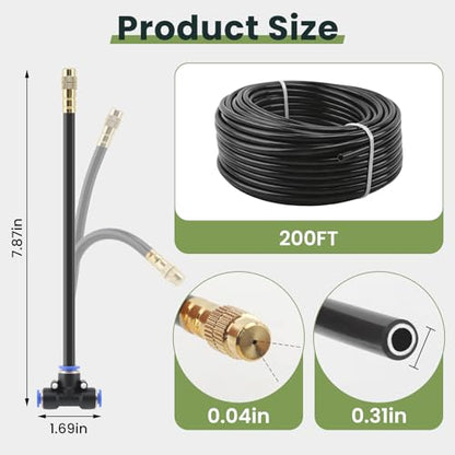 200FT Automatic Drip Irrigation Kits with Water Timer 360° Bendable Spray