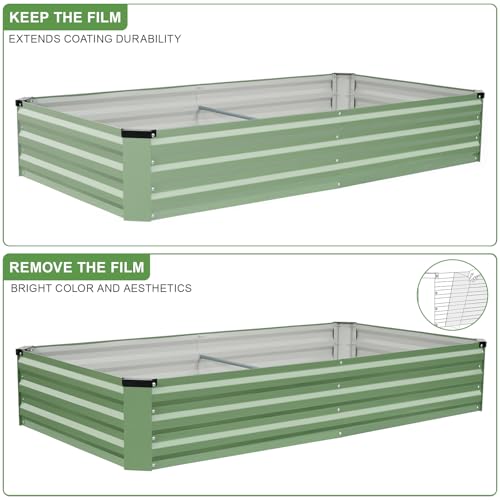 Galvanized Raised Garden Bed Outdoor 2Pack 6x3x1ft Olive Green