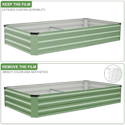 Galvanized Raised Garden Bed Outdoor 2Pack 6x3x1ft Olive Green