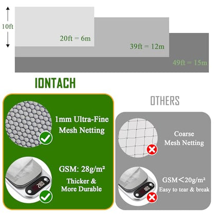 IONTACH 10 X 49 Ft Mosquito Netting for Garden Patio, Black - color: Black, size: 10 X 49ft