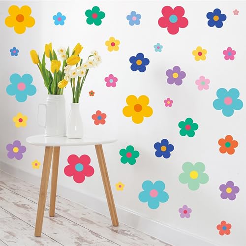 Arawat 9 Sheets Wall Stickers & Murals for Bedroom Living Room Bathroom Kitchen Flower Wall Decals Peel and Stick Floral Wall Decals Art Decor for Walls Boho Decorative Wall Stickers - color: 9 Sheets Flower Wall Decals Peel and Stick