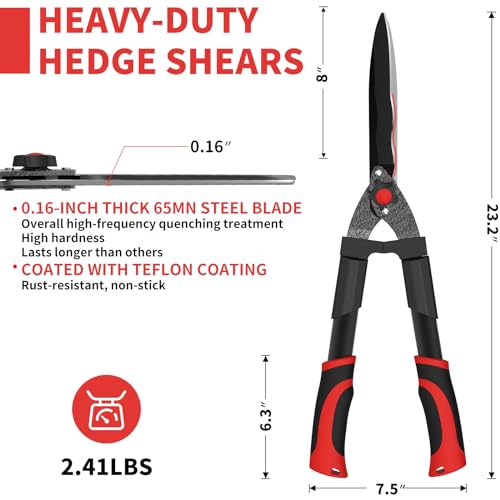 GARTOL 23" Heavy Duty Hedge Shears, 9" Wavy Blade Clippers