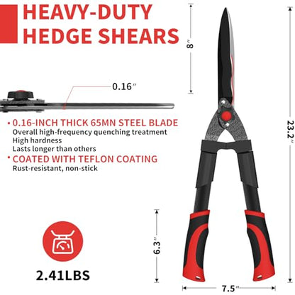 GARTOL 23" Heavy Duty Hedge Shears, 9" Wavy Blade Clippers