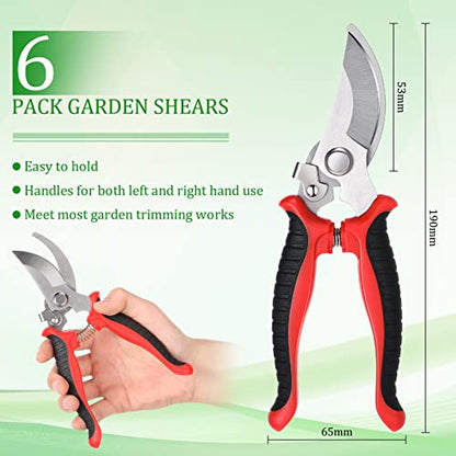 6 Pcs Garden Pruning Shears Heavy Duty Gardening Scissors,Red Black