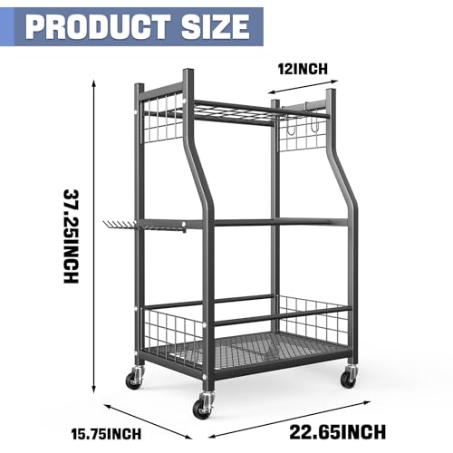 WALMANN Garden Tool Organizer with Wheels, Rakes/Shovels/Yard Tools Stand - style: Medium-stand