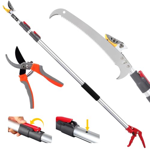 10FT Telescoping Pole Saw with Pruner, Extendable Tree Trimmer