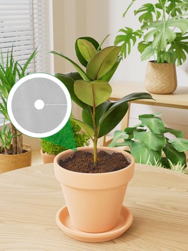 Augshy 4 PCS 11.8in Plant Pot Grid Soil Cover Guard Cuttable Plastic
