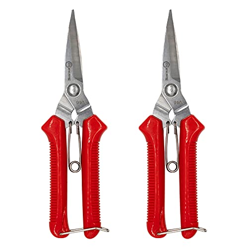 Sanung 910 2 PACK Garden Pruning Shears Multipurpose Flower Stems Branch Fruit Picking Shears Scissors Gardening Hand Pruners with Straight Steel Blades Safety Lock