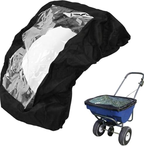 Spreader Cover with Clear Window, Waterproof Fertilizer Hopper Lid, Black